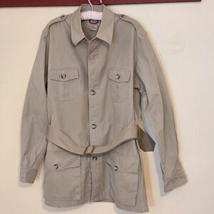 VTG Banana Republic Safari Jacket W/Belt Photojournalist Bush Coat Cotton 46L
